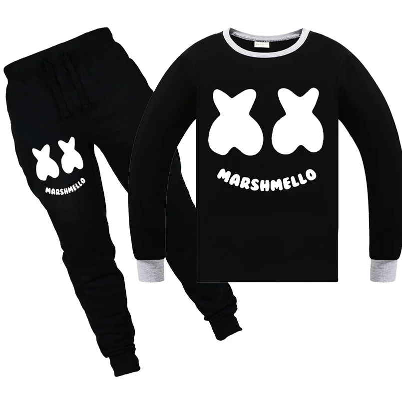 2019 Осенняя футболка с длинными рукавами «Marshmello Dj», Детский костюм, футболки для мальчиков, детские спортивные костюмы из 100% хлопка, 2