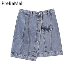 Fashion High Waist Denim Skirt Women 2019 Summer Casual Single Breasted Irregularity Mini Short Jeans Skirt Female C90 Fashion High Waist Denim Skirt Women 2019 Summer Casual Single Breasted Irregularity Mini Short Jeans Skirt Female C90