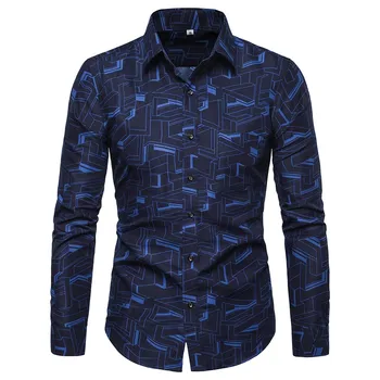 

Men Casual Shirts New Fashion men shirt long sleeve printed Shirts Polyester short regular slim Comfortable Fashion Daily c0502