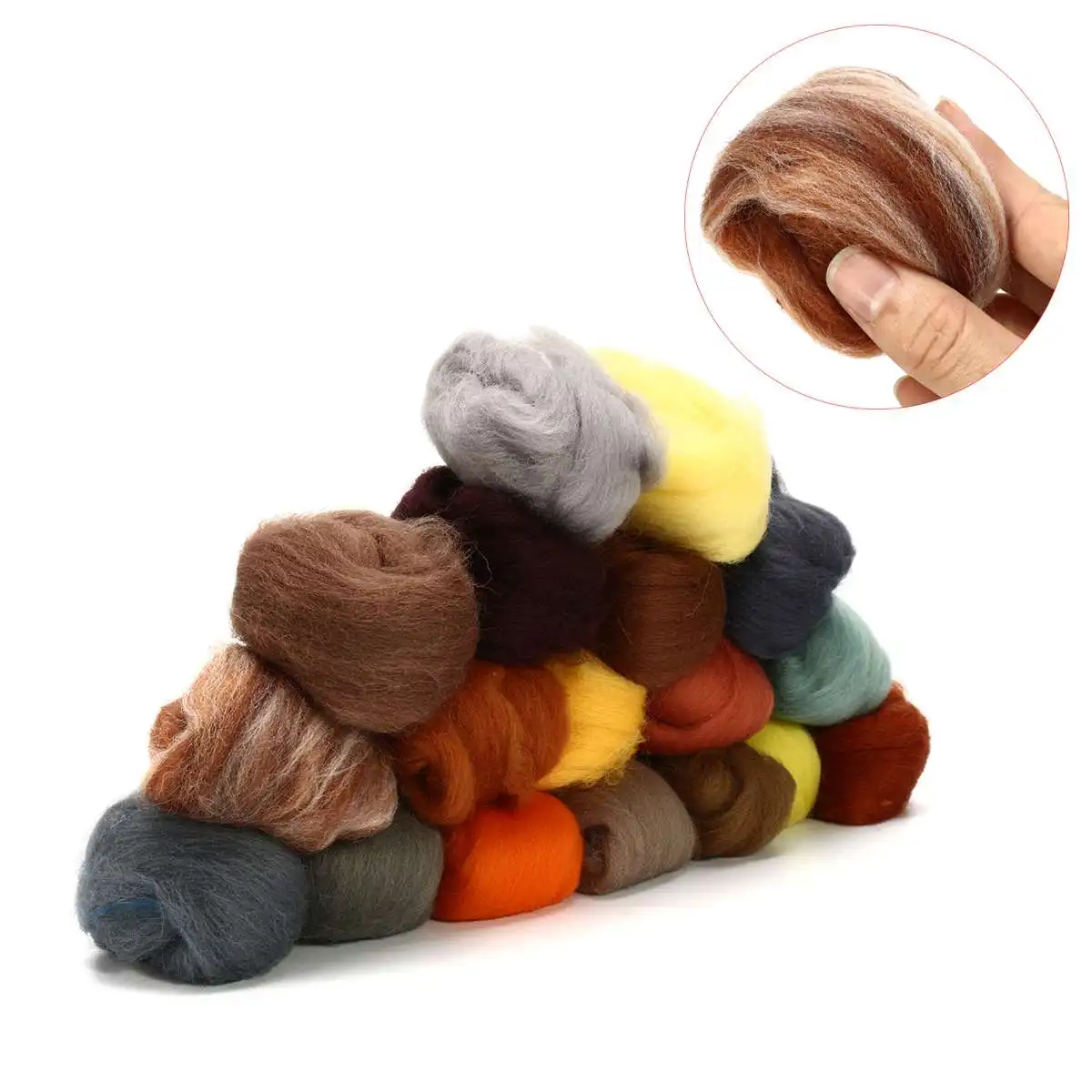 

18 Colors 5g/roll Felting Wool Fiber Needle Felting Natural Collection For Animal Projects Felting Wool for Needlework DIY Craft