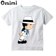 Crianças rock n rolo estrela michael jackson bad cartoon impresso camiseta crianças música topos meninos/meninas moda t camisa, ooo5144