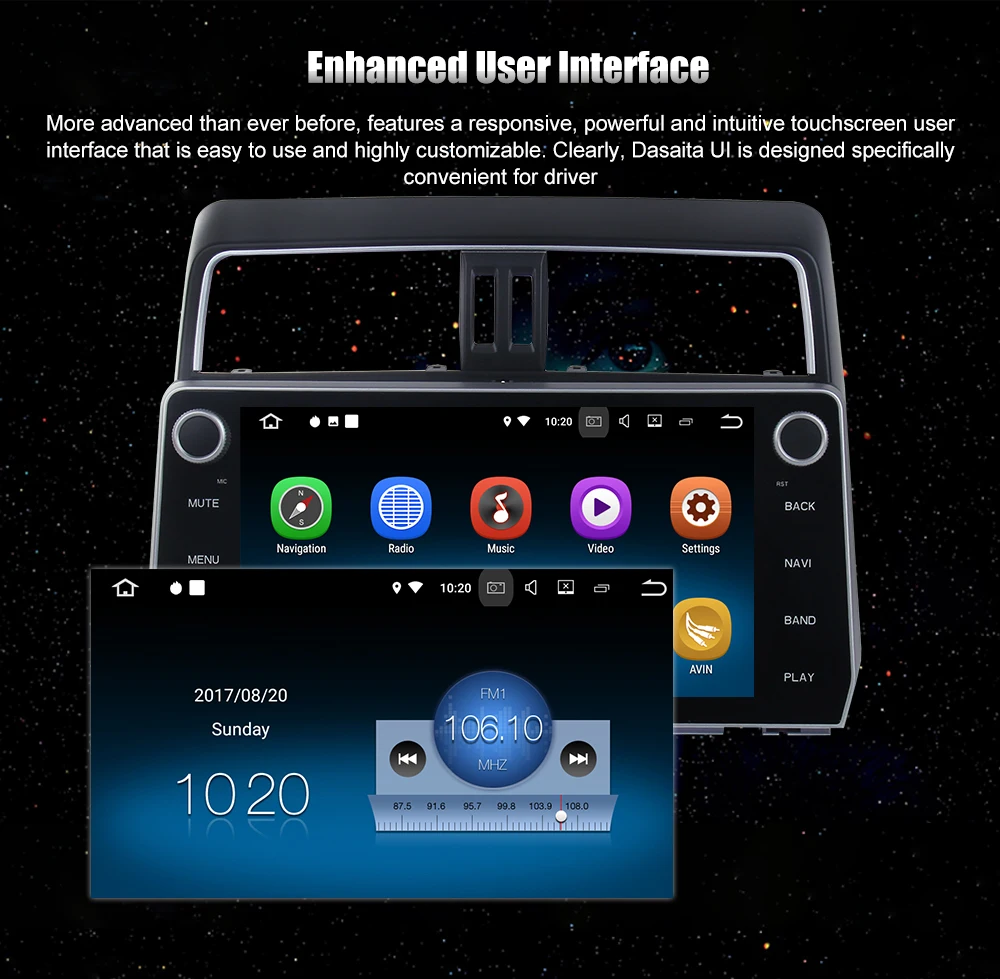 Discount 10.2" 2 din Car Multimedia Player for Toyota New Prado 2018 Android 7.1 Stereo Navigation Steering Wheel Contorl 1024*600 Radio 12