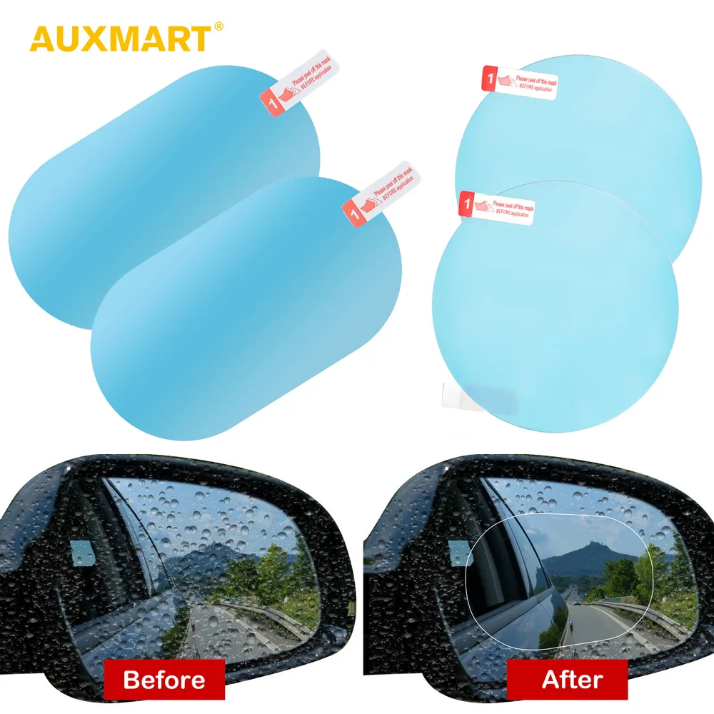 Auxmart 2pcs Anti Fog Car Mirror Window Clear Film Car Rearview Mirror