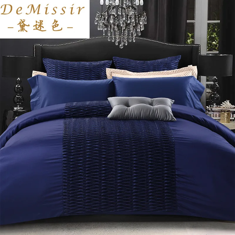 Aliexpresscom Buy Royal Blue Duvet Covers Bedding Set Silk Satin