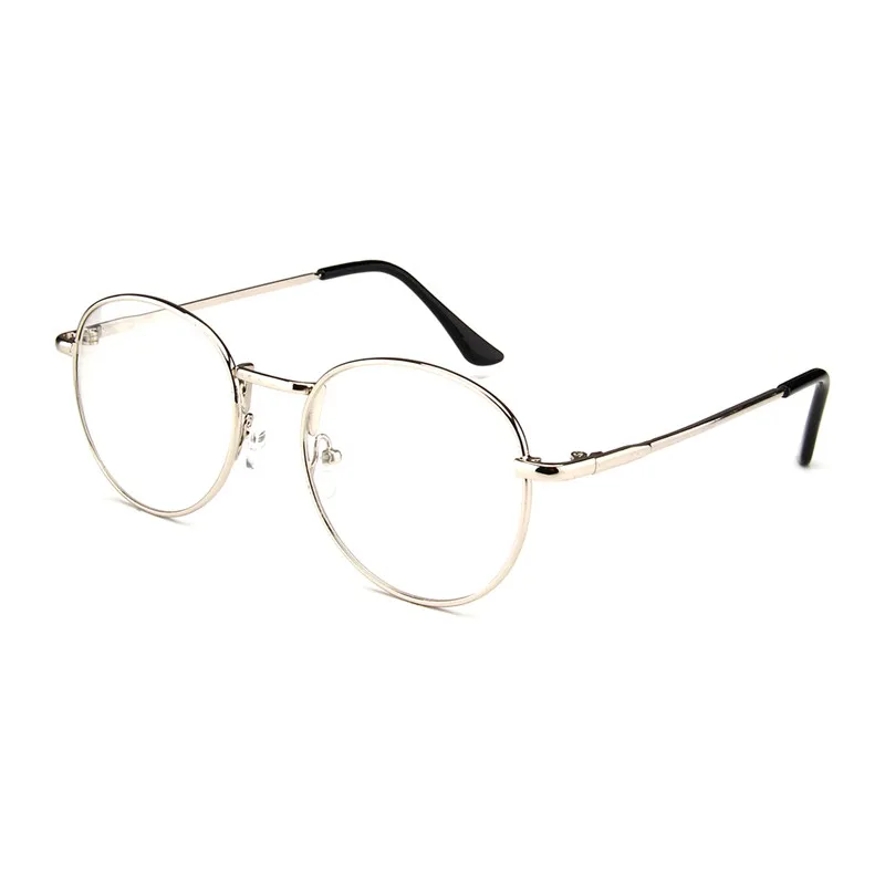 Gold Round Metal Frame Eye Glasses For Men Optical Clear Lenses