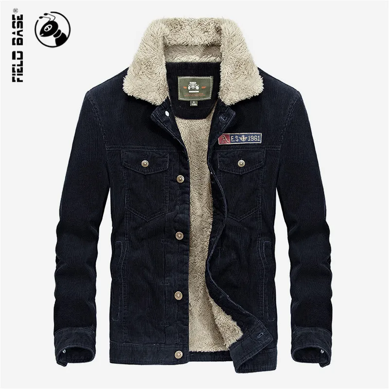 Field Base Corduroy Winter Jacket Men's Coat Thick Warm