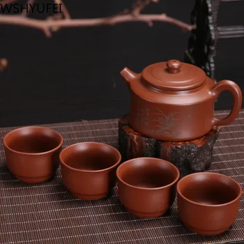 

Tea set Tea Set China Purple Teapot 190ml Tea set Teapot + 4 Cup Set Chinese Tea Ceremony Small Capacity Tea Set