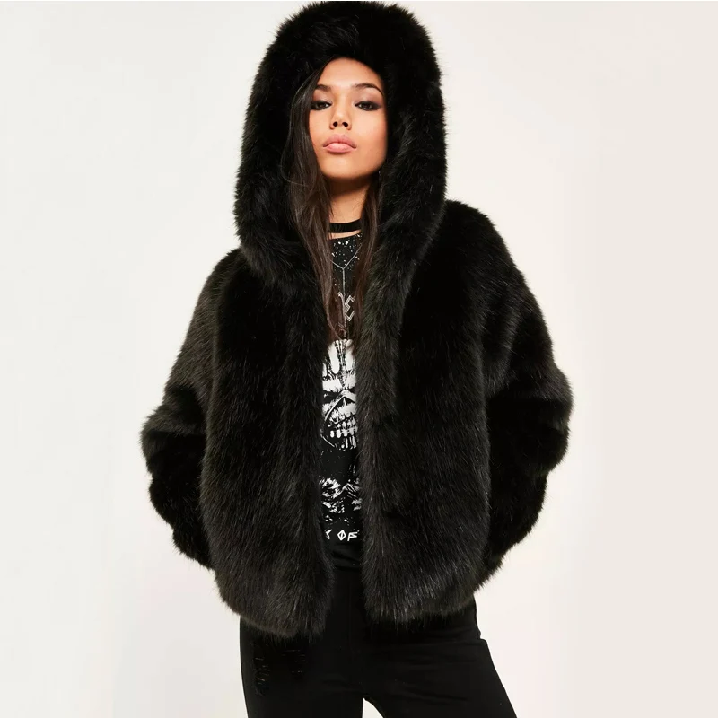 fake fur jacket with hood