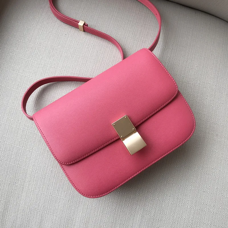 

Spring and Summer 2019 New Bubble Powder Hand-rubbed Cowskin High-end BOX Tofu Bag with One Shoulder and Small Square Moisture