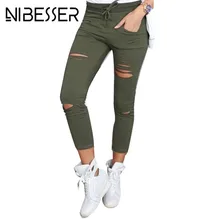 

NIBESSER Women Skinny Pants Sexy Hole Bottoms Summer High Waist Trousers 2018 Femme Stretch Ripped Jeans Pants Plus Size 3XL 4XL