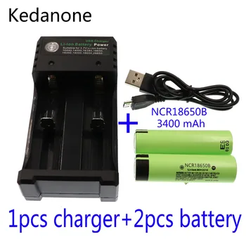 

New 100% original NCR18650B 3.7V 3400 mAh rechargeable 18650 battery ricaricabile lithium-ion rechargeable battery + Charger + f
