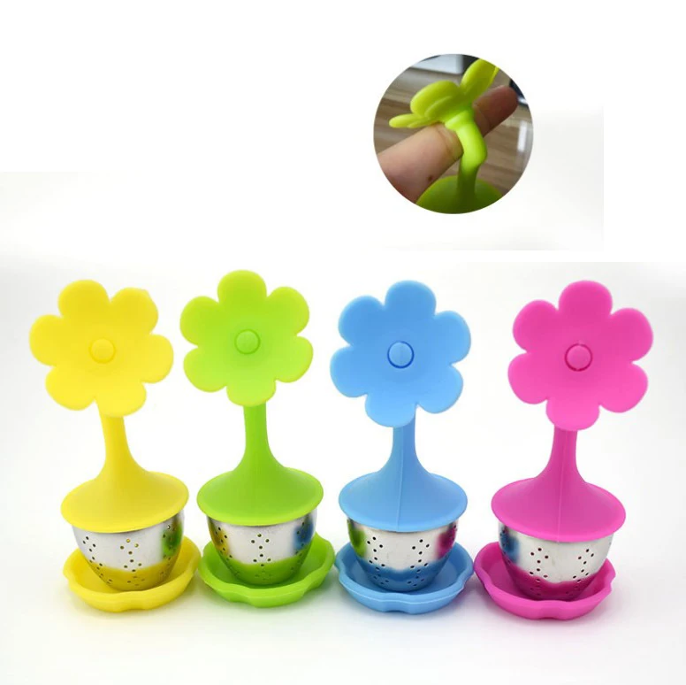 

Tea tool Cute Flower Tea Infuser Tea Strainer Tea Sets silicone Stainless Steel Kitchen Tools
