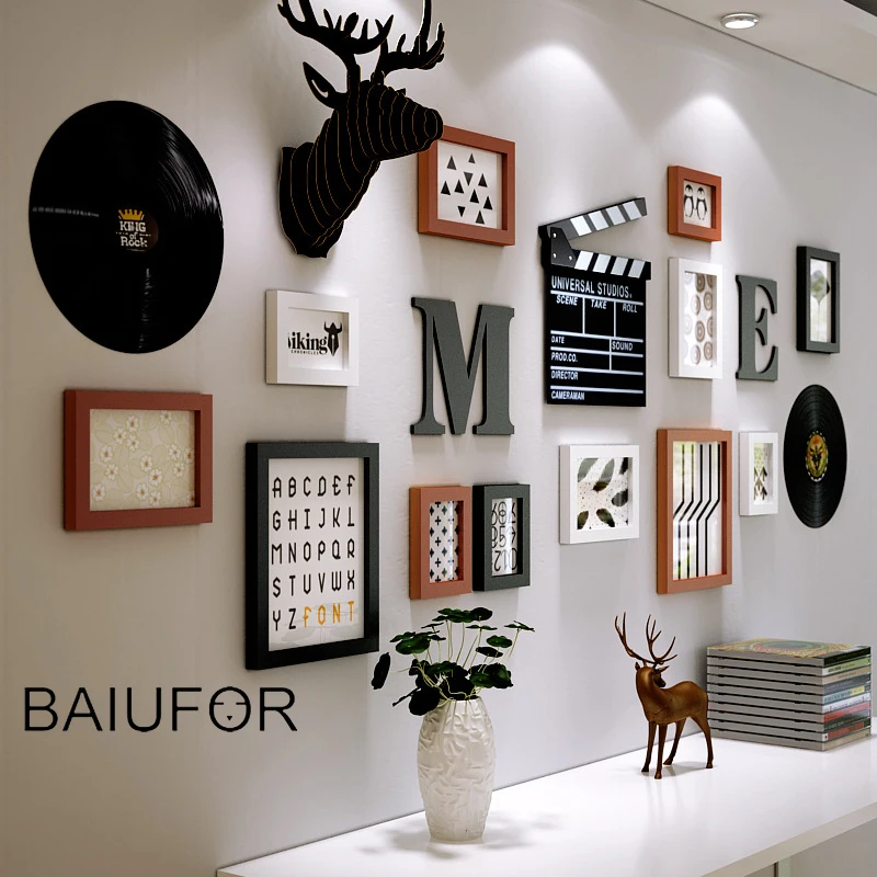 

BAIUFOR Creative Wooden Multi Photo Frames for Picture,Modern Collage Picture Frame Set, Cadre Photo Gift Wall Home Decoration