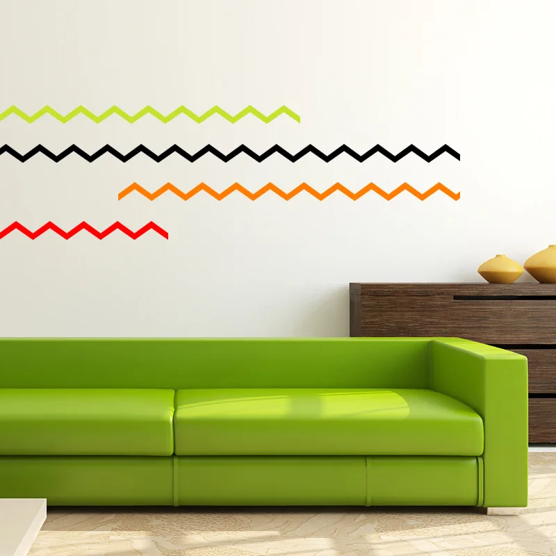 Cartoon geometric wave striped wall stickers DIY children 's house decoration art decorative home | Дом и сад