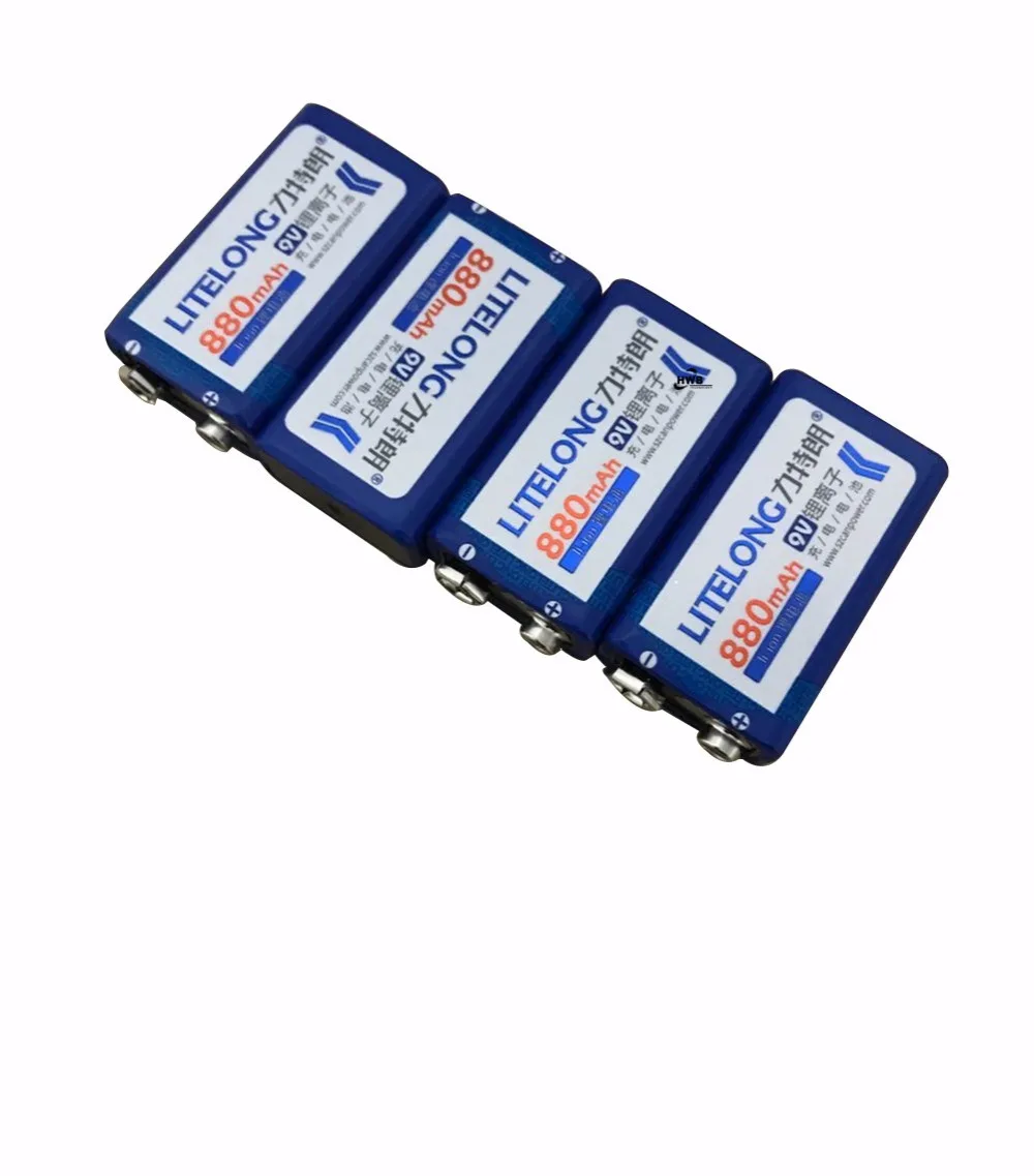 

4psc 9v SUPER BIG 880mAh li-ion lithium Rechargeable 9 Volt Battery Manufacturer's warranty FREE SHIPPING
