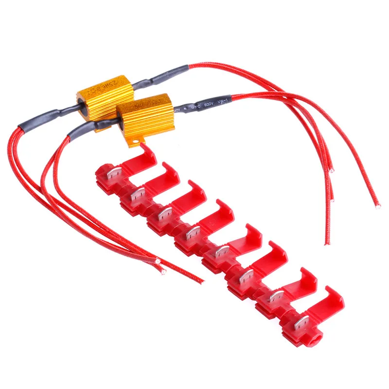 

2Pcs LED DRL Fog Light Canbus 25W 6.8Ohm Gold Load Resistor Decoder Fast Wiring