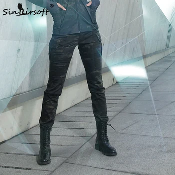 

SINAIRSOFT Women Camouflage Hunting Pants Tactical Airsoft Outdoor Shooting Trousers Elastic Cotton Multi Pockets Pants LY2004