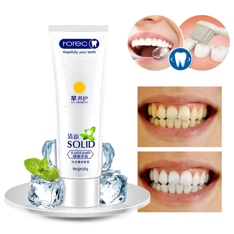 ROREC Mint Fresh Toothpaste Whitening Remove Yellow Stains Halitosis