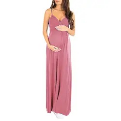 Платье для беременных, сексуальное однотонное длинное платье без рукавов с открытой спиной для беременных, лето 2019, хит продаж, Sukienki