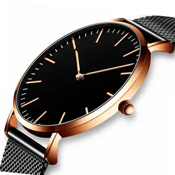 

Ctpor Men's Watch Ultra-thin Men Watches Top Good Quality Stainless steel Black Gold Watch Male Quartz Clock 30M Waterproof DW