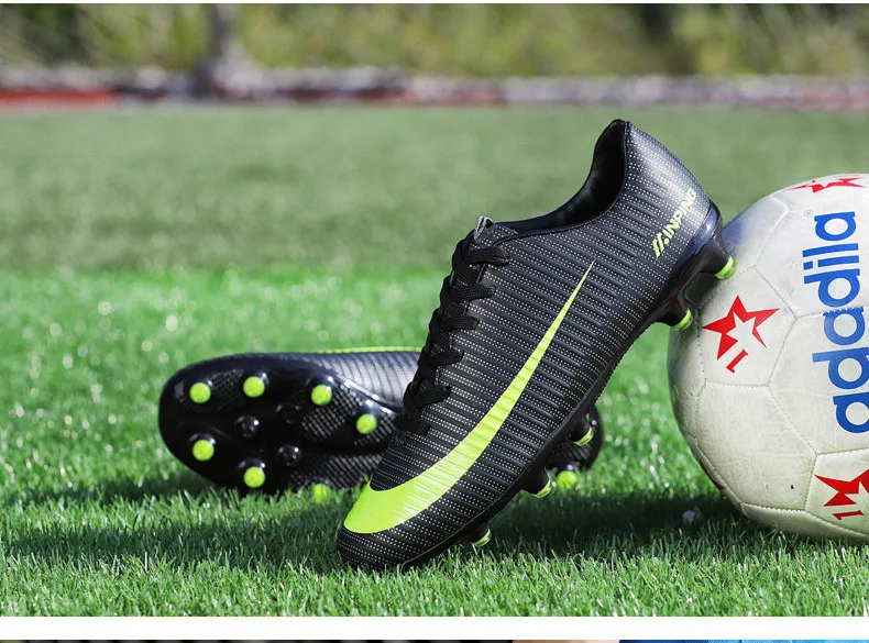 Новые взрослые мужские уличные футбольные бутсы высокие TF/футбольные бутсы для твёрдой площадки тренировочные спортивные кроссовки обувь плюс размер 37-44