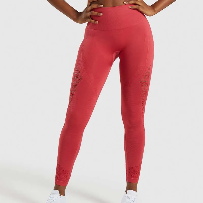 Женские новые энергетические бесшовные леггинсы с эффектом пуш-ап, розовые штаны для йоги, эластичные спортивные Леггинсы с высокой талией, спортивные Леггинсы