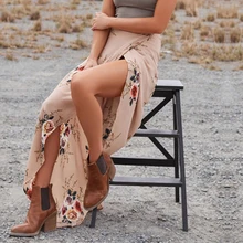 Летние богемные Цветочные Асимметричные свободные длинные юбки с высокой талией feminino Slipt Maxi юбка пляжная одежда