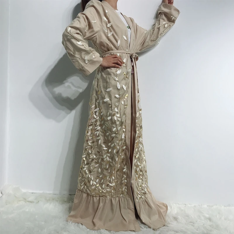 Мусульманское платье с пайетками Абая для женщин Катара ОАЭ абайя кимоно Кафтан Дубай турецкая исламская одежда халат Arabe Femme Musulmane