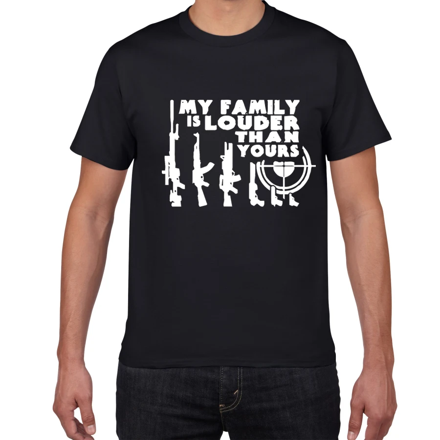 Футболка мужская с надписью My Family Is громче чем Your Guns 100% хлопок новинка забавная