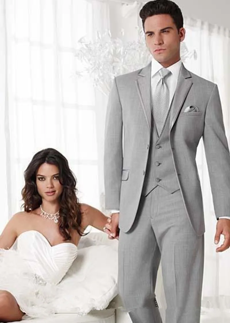 New Arrivals Gray Wedding Suits For Men Slim Fit Groom Prom Tuxedo Marriage Clothes 3 Piece
