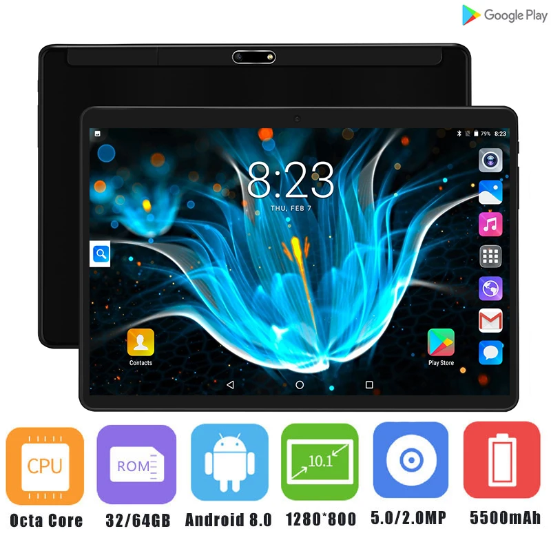 

Super 2.5D Glass 10 Inch Tablet PC Android 8.0 Octa Core tablet 4GB RAM 64GB ROM 1280x800 IPS 4G FDD LTE Phone GPS Media Pad