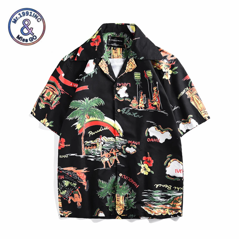 

Hawaiian Beach Shirts Summer Mens Shirt Short Sleeve Island Print Pattern Loose Vacation chemise homme