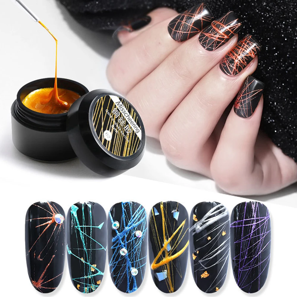 

6 Colors Wire Drawing Nail Spider Gel Gold Sliver Paint String Nail Uv Led Soak Off 3d Gel Paint Liner Nail Polish Gel TSLM1
