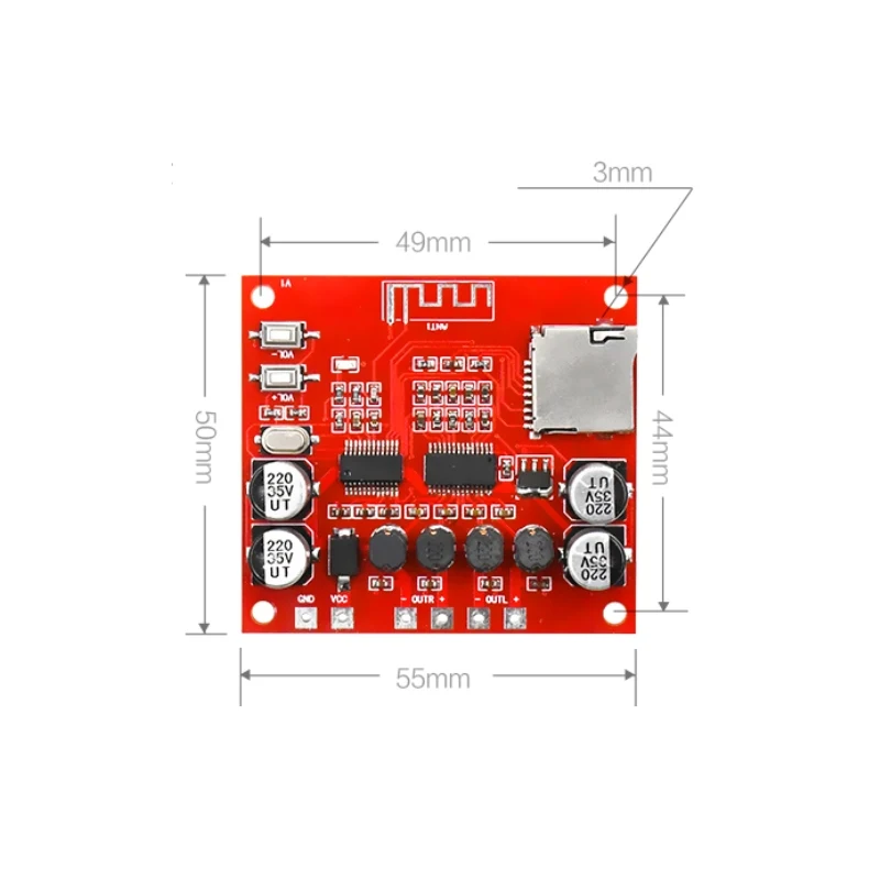 XH-A233 15 Вт X 2 Bluetooth 4,2 цифровой усилитель мощности доска стерео TF карты играть 12v~ 24v аудио усилитель