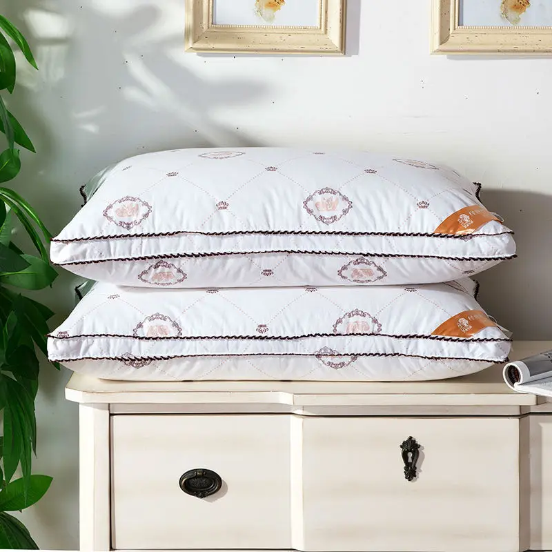 

Svetanya solid white duck/goose down filler pillows neck pillow 40s cotton linens 48x74cm bedding pillows