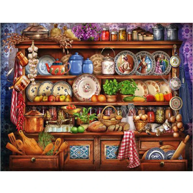 5D DIY Diamond Embroidery Kitchen Cabinet diamond Painting Cross Stitch Full Drill Rhinestone Mosaic Wall Decor 3 | Дом и сад