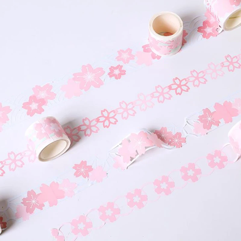 

1 Pcs Lovely Flower Hollow Cherry Sakura Paper Washi Masking Tapes Scrapbooking Decorative Tape Stationery Label Stickers