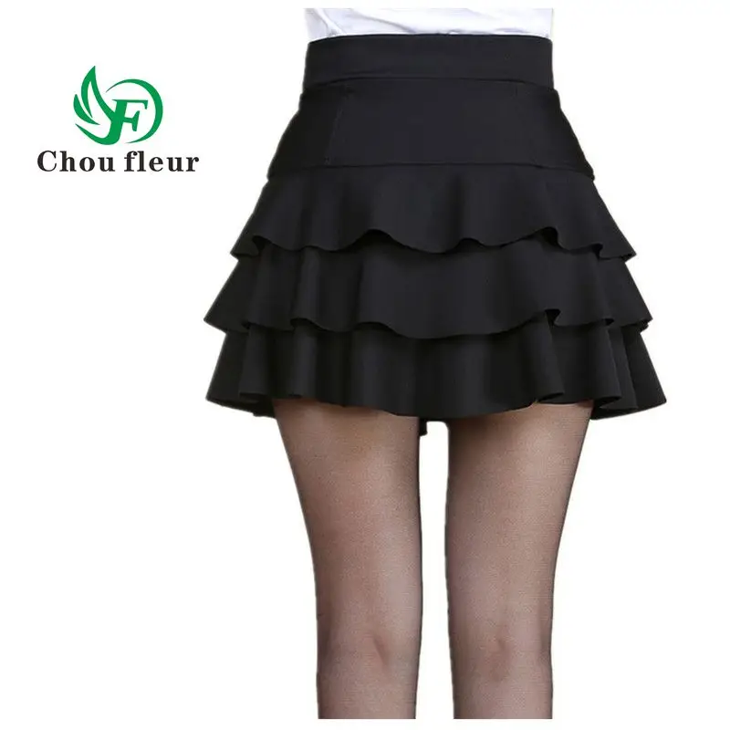 

Spring Summer Skirt 2017 All-match Cake Pleated Skirts Flounce Female High Waist Plus Size L-3XL