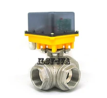 G1 1/4 DC12V/24V Stainless steel electric valve,DN32 three-way fixed-type motorized ball valve 2 way pvc dn32 4 7wires motorized ball valve bsp npt 11 4 ac110 230v 10nm electric ball valve on off 15 sec metal gear ce
