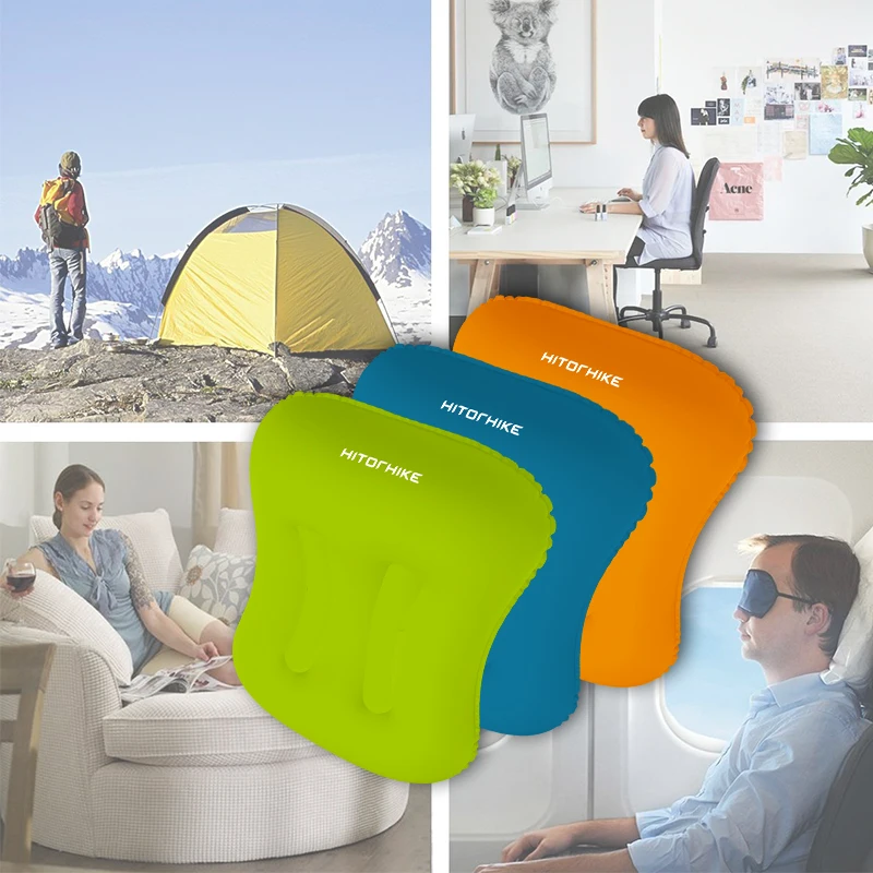 Travesseiro para Avião Confortáveis para Dormir Travesseiro de Camping Acessórios de Viagem Pescoço Travesseiro Inflável Mini 4 Cores Almofadas Home Textile 24 Esteira de acampamento