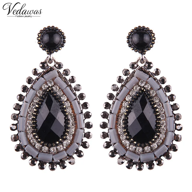 

Vedawas New Vintage Careful Big Rhinestone Statement Earrings for Women Fashion Acrylic Beads Earrings Jewelry Wholesale xg016