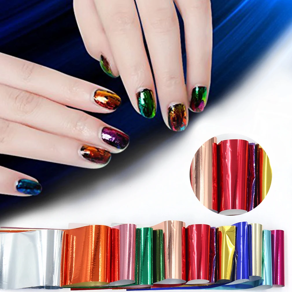 

14 Pcs Holographic Nail Foil Transfer Sticker Manicure DIY Holo Sticker Decoration Nail Designs Tools Decal For Polish Nail Art