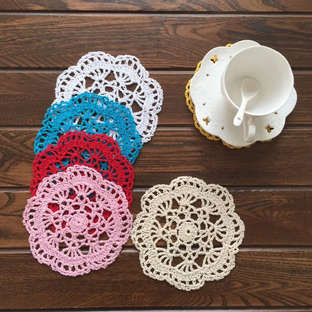 

10 Pcs/set Shabby Chic Cotton Crocheted Doilies Crochet Placemat Cupmat