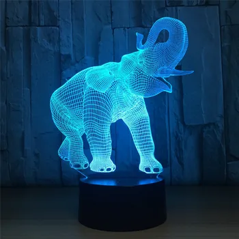 

3D LED Night Light Zoo Dance Elephant Action Figure 7 Colors Touch Optical Illusion Table Lamp Home Decoration Model