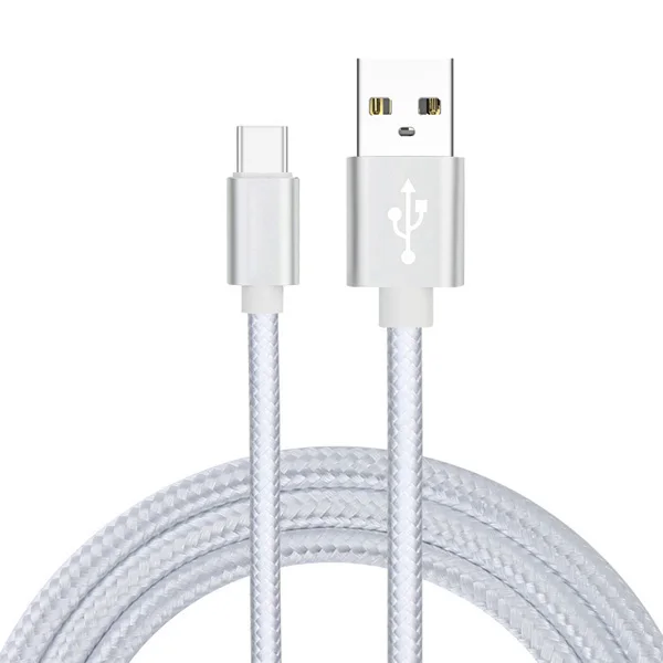 Кабель для быстрой зарядки type-C, 0,25 м, 1 м, 2 м, 3 м, type C, usb-кабель для зарядного устройства типа C, нейлоновый провод для huawei P3o Pro OnePlus 7 Pro - Цвет: Silver