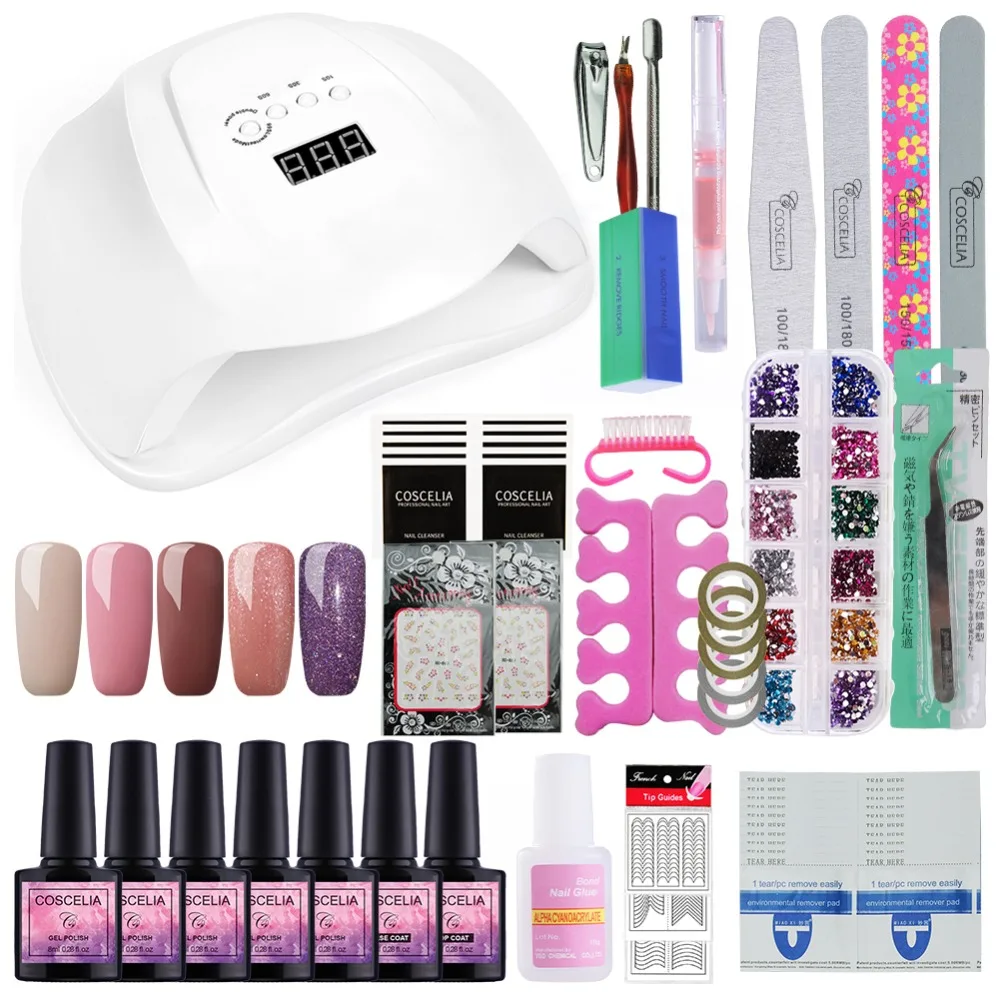 

Nail Set Nail Gel Polish Varnish Soak Off Manicure Kit for 54W UV LED Lamp LCD Display 36 LEDs Dryer Lamp Nail Art Tools