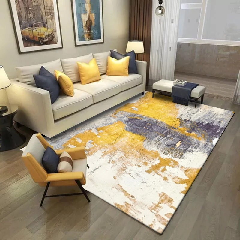 Us 17 09 10 Off Fashion Modern Abstract Artistic Yellow Grey Painting Door Bathroom Kitchen Mat Living Room Bedroom Decorative Carpet Area Rug In