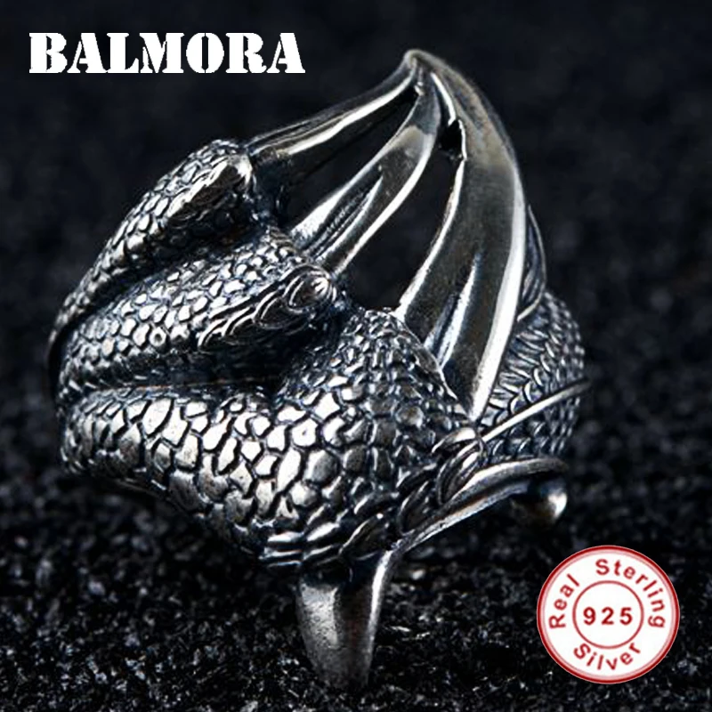 

BALMORA New Hot Fashion 925 Sterling Silver Eagle Claw Design Open Rings for Men Rock Punk Party Anillos Anel Men's Gift SY22380