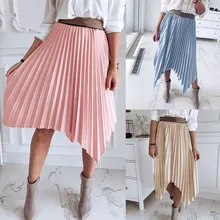 Женские модные летние сексуальные морщинистые однотонные юбки длинные для женщин летние