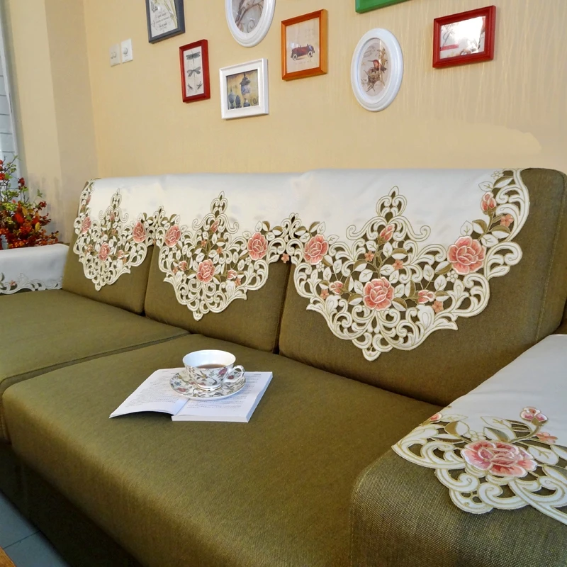 Peach roses series Rural cloth art Chinese embroidery Sofa